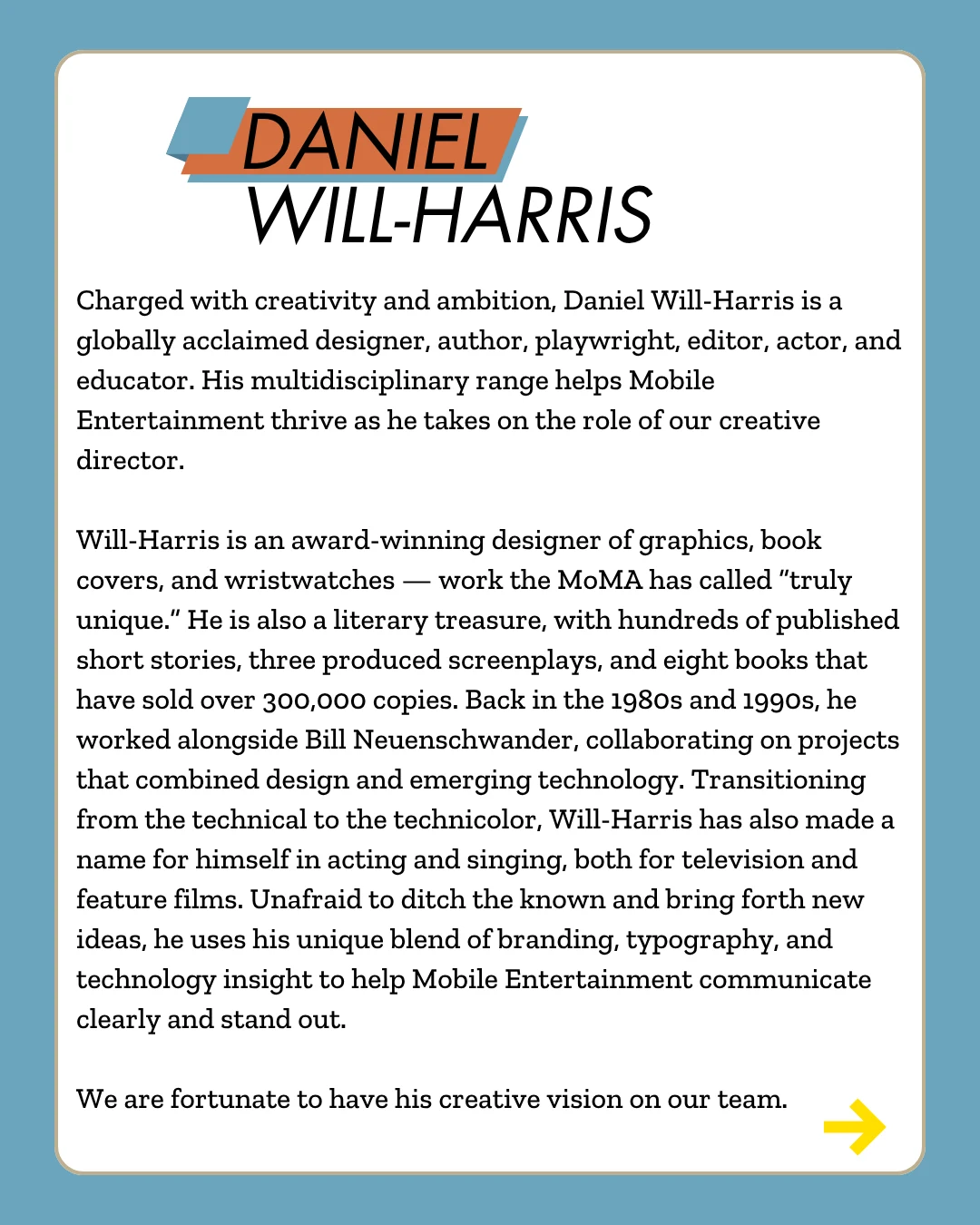 Daniel Will-Harris — original biography slide