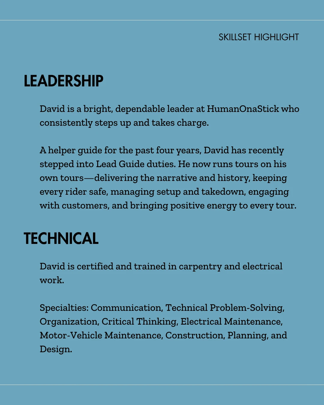 David Broback — original skills slide