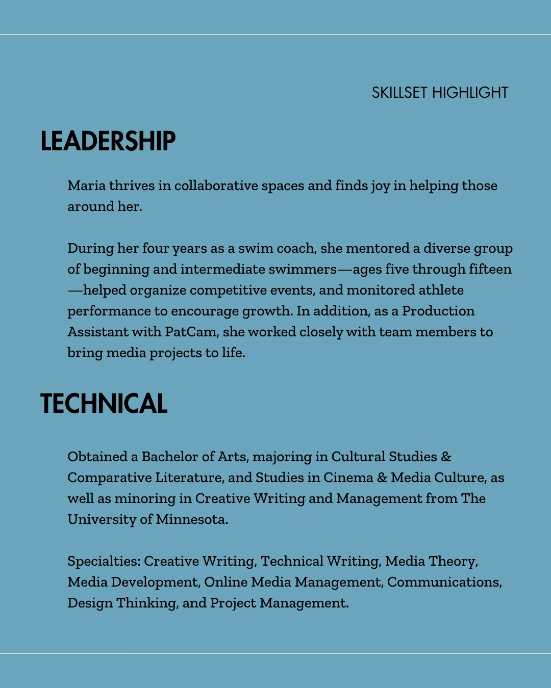 Maria Minutelli — original skills slide